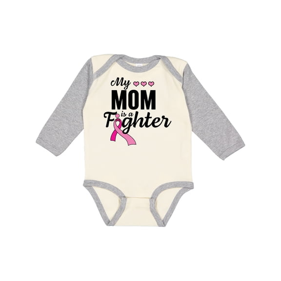 Inktastic Breast Cancer Awareness My Mom is a Fighter Boys or Girls Long Sleeve Baby Bodysuit