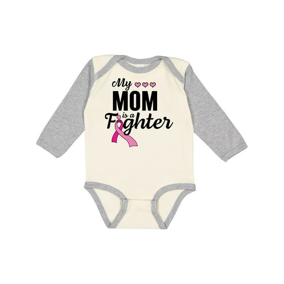 Inktastic Breast Cancer Awareness My Mom is a Fighter Boys or Girls Long Sleeve Baby Bodysuit