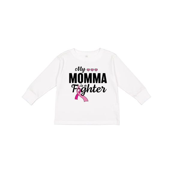 Inktastic Breast Cancer Awareness My Momma is a Fighter Boys or Girls Long Sleeve Toddler T-Shirt