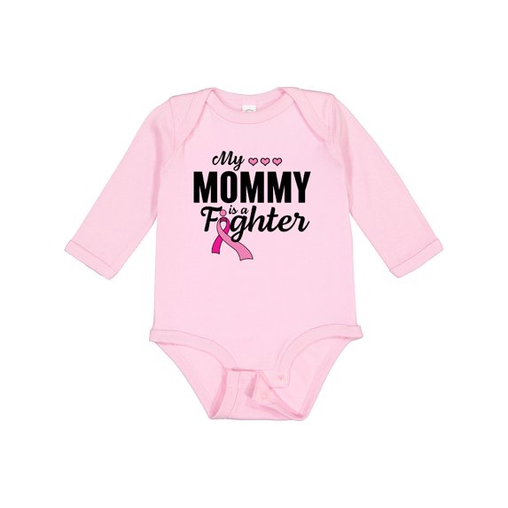 Inktastic Breast Cancer Awareness My Mommy is a Fighter Boys or Girls Long Sleeve Baby Bodysuit
