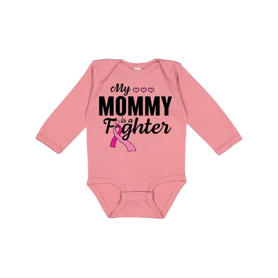 Inktastic Breast Cancer Awareness My Mommy is a Fighter Boys or Girls Long Sleeve Baby Bodysuit