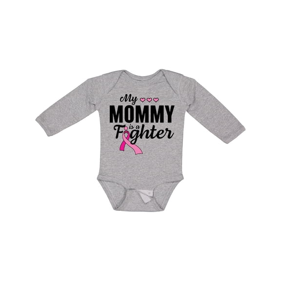 Inktastic Breast Cancer Awareness My Mommy is a Fighter Boys or Girls Long Sleeve Baby Bodysuit