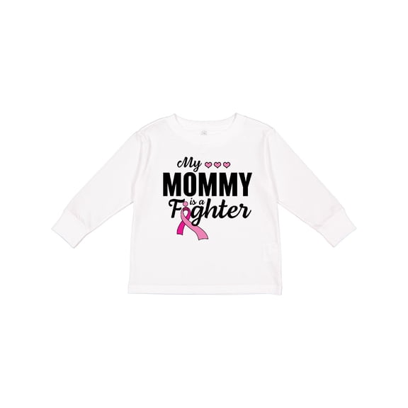 Inktastic Breast Cancer Awareness My Mommy is a Fighter Boys or Girls Long Sleeve Toddler T-Shirt