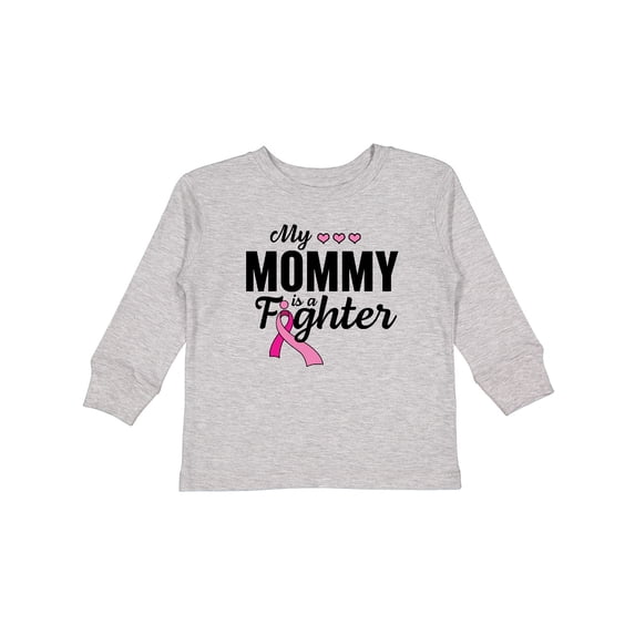 Inktastic Breast Cancer Awareness My Mommy is a Fighter Boys or Girls Long Sleeve Toddler T-Shirt