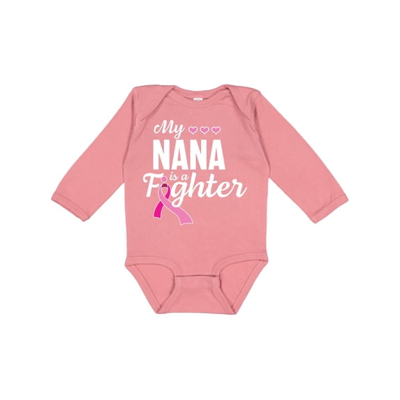 Inktastic Breast Cancer Awareness My Nana is a Fighter Boys or Girls Long Sleeve Baby Bodysuit