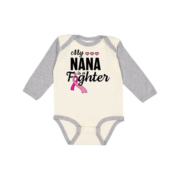 Inktastic Breast Cancer Awareness My Nana is a Fighter Boys or Girls Long Sleeve Baby Bodysuit