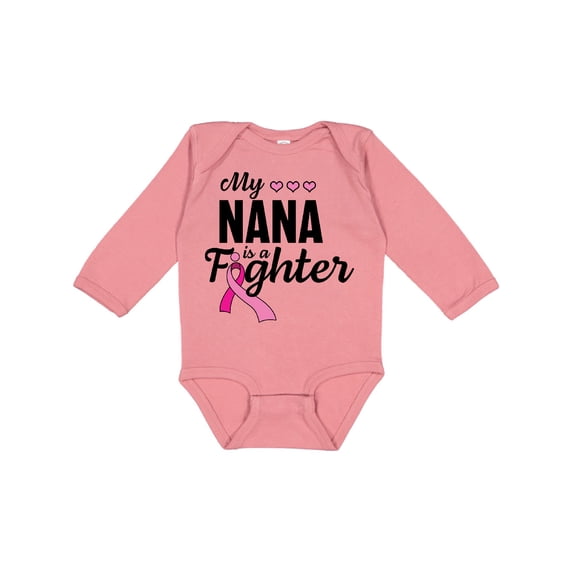 Inktastic Breast Cancer Awareness My Nana is a Fighter Boys or Girls Long Sleeve Baby Bodysuit