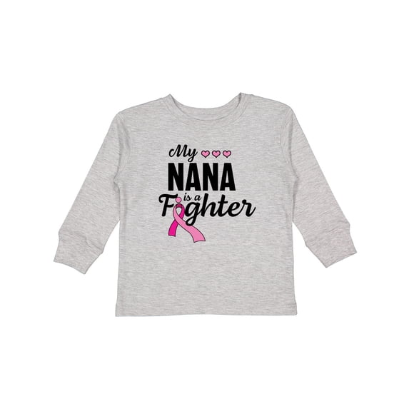 Inktastic Breast Cancer Awareness My Nana is a Fighter Boys or Girls Long Sleeve Toddler T-Shirt