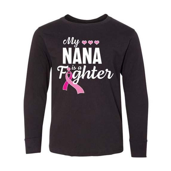 Inktastic Breast Cancer Awareness My Nana is a Fighter Long Sleeve Youth T-Shirt