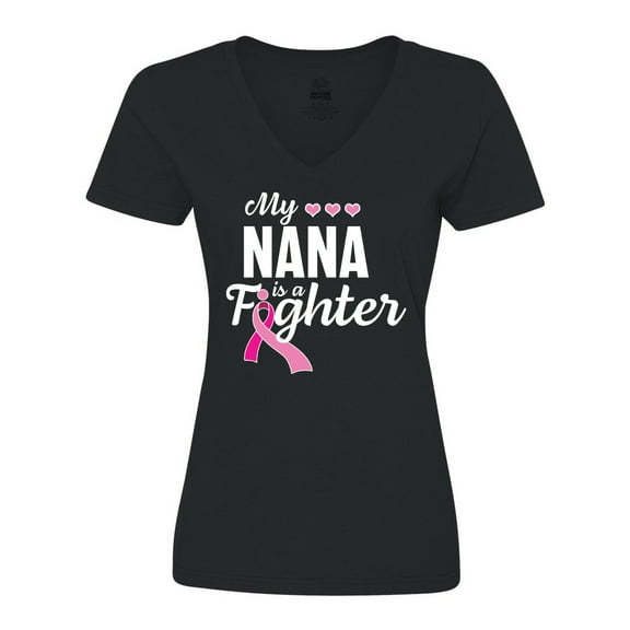 Inktastic Breast Cancer Awareness My Nana is a Fighter Women's V-Neck T-Shirt