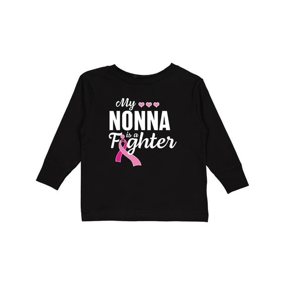Inktastic Breast Cancer Awareness My Nonna is a Fighter Boys or Girls Long Sleeve Toddler T-Shirt