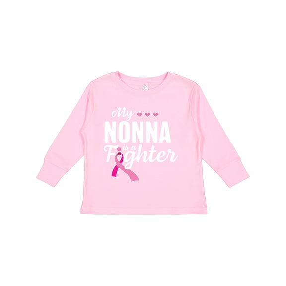 Inktastic Breast Cancer Awareness My Nonna is a Fighter Boys or Girls Long Sleeve Toddler T-Shirt