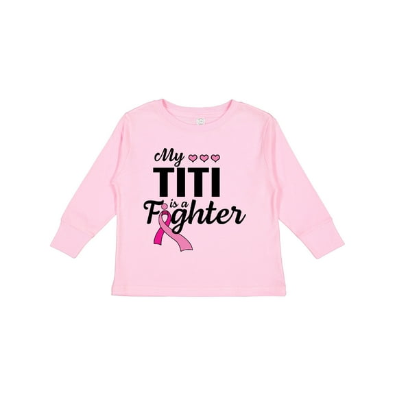 Inktastic Breast Cancer Awareness My Titi is a Fighter Boys or Girls Long Sleeve Toddler T-Shirt