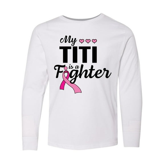Inktastic Breast Cancer Awareness My Titi is a Fighter Long Sleeve Youth T-Shirt