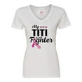 thumbnail image 1 of Inktastic Breast Cancer Awareness My Titi is a Fighter Women's V-Neck T-Shirt, 1 of 5