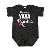 Inktastic Breast Cancer Awareness My Yaya is a Fighter Boys or Girls Baby Bodysuit