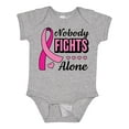 thumbnail image 1 of Inktastic Breast Cancer Awareness Nobody Fights Alone Pink Ribbon Boys or Girls Baby Bodysuit, 1 of 5