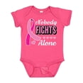 thumbnail image 1 of Inktastic Breast Cancer Awareness Nobody Fights Alone Pink Ribbon Boys or Girls Baby Bodysuit, 1 of 5