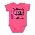 thumbnail image 1 of Inktastic Breast Cancer Awareness Nobody Fights Alone Pink Ribbon Boys or Girls Baby Bodysuit, 1 of 5