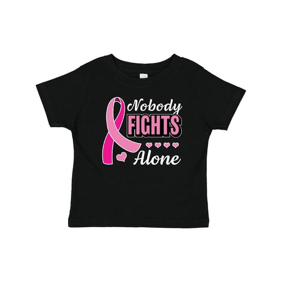 Inktastic Breast Cancer Awareness Nobody Fights Alone Pink Ribbon Boys or Girls Baby T-Shirt