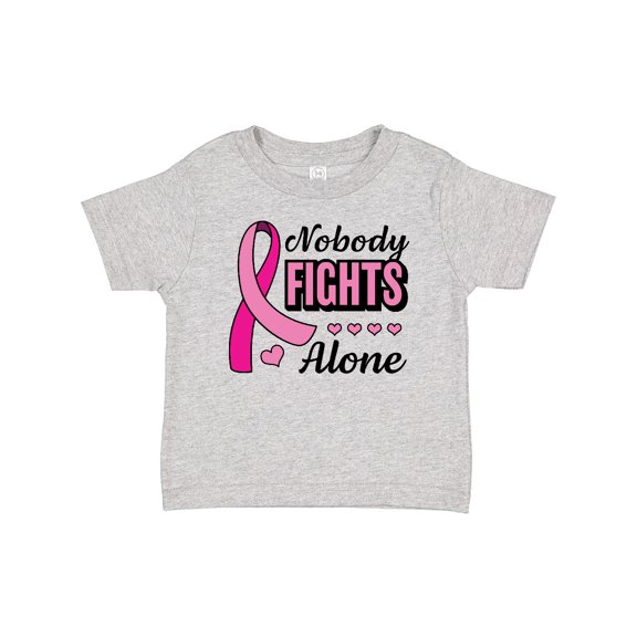 Inktastic Breast Cancer Awareness Nobody Fights Alone Pink Ribbon Boys or Girls Baby T-Shirt