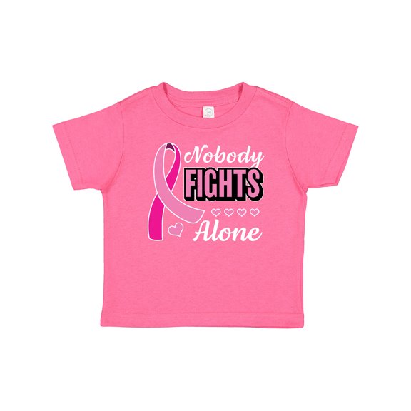 Inktastic Breast Cancer Awareness Nobody Fights Alone Pink Ribbon Boys or Girls Baby T-Shirt