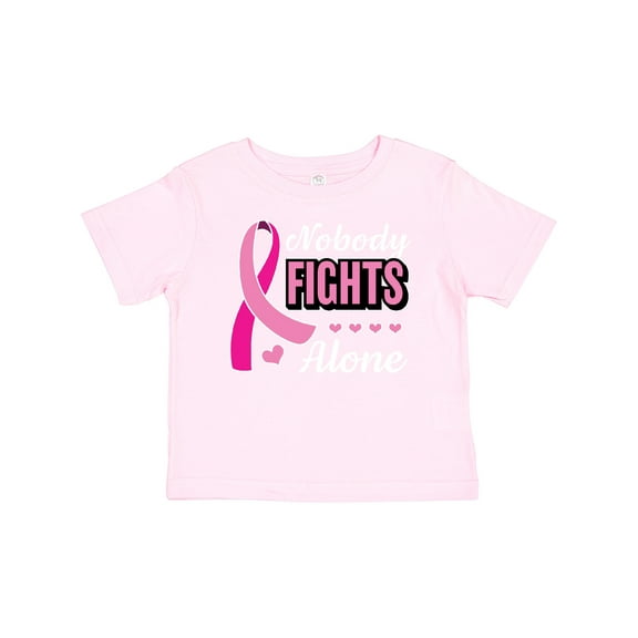 Inktastic Breast Cancer Awareness Nobody Fights Alone Pink Ribbon Boys or Girls Baby T-Shirt