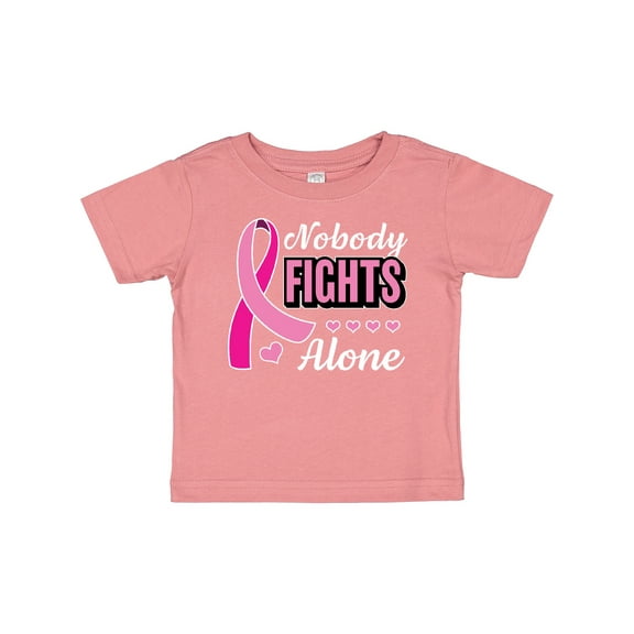 Inktastic Breast Cancer Awareness Nobody Fights Alone Pink Ribbon Boys or Girls Baby T-Shirt