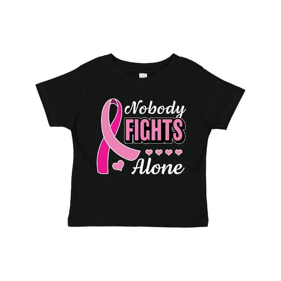 Inktastic Breast Cancer Awareness Nobody Fights Alone Pink Ribbon Boys or Girls Toddler T-Shirt