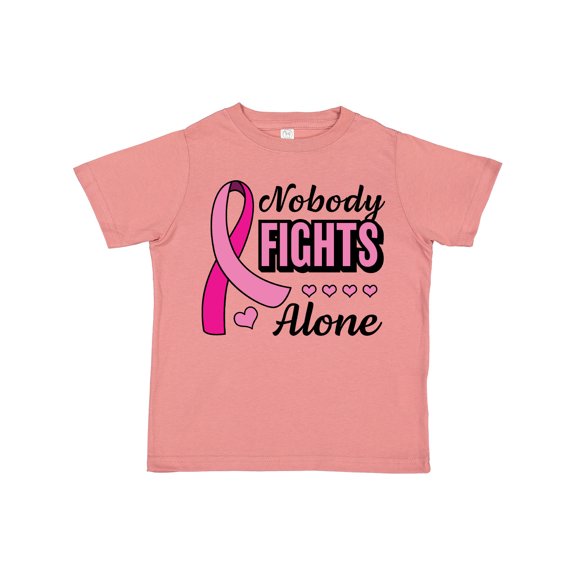 Inktastic Breast Cancer Awareness Nobody Fights Alone Pink Ribbon Boys or Girls Toddler T-Shirt