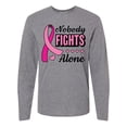 thumbnail image 1 of Inktastic Breast Cancer Awareness Nobody Fights Alone Pink Ribbon Long Sleeve T-Shirt, 1 of 5