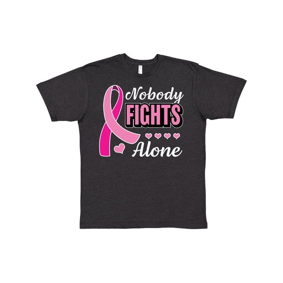 Inktastic Breast Cancer Awareness Nobody Fights Alone Pink Ribbon T-Shirt