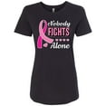 thumbnail image 1 of Inktastic Breast Cancer Awareness Nobody Fights Alone Pink Ribbon Women's T-Shirt, 1 of 5