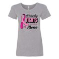 thumbnail image 1 of Inktastic Breast Cancer Awareness Nobody Fights Alone Pink Ribbon Women's T-Shirt, 1 of 5