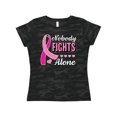 thumbnail image 1 of Inktastic Breast Cancer Awareness Nobody Fights Alone Pink Ribbon Women's T-Shirt, 1 of 5