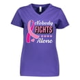 thumbnail image 1 of Inktastic Breast Cancer Awareness Nobody Fights Alone Pink Ribbon Women's V-Neck T-Shirt, 1 of 5