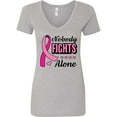 thumbnail image 1 of Inktastic Breast Cancer Awareness Nobody Fights Alone Pink Ribbon Women's V-Neck T-Shirt, 1 of 5