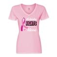 thumbnail image 1 of Inktastic Breast Cancer Awareness Nobody Fights Alone Pink Ribbon Women's V-Neck T-Shirt, 1 of 5