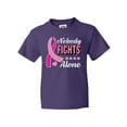 thumbnail image 1 of Inktastic Breast Cancer Awareness Nobody Fights Alone Pink Ribbon Youth T-Shirt, 1 of 5