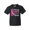 thumbnail image 1 of Inktastic Breast Cancer Awareness Nobody Fights Alone Pink Ribbon Youth T-Shirt, 1 of 5