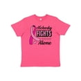 thumbnail image 1 of Inktastic Breast Cancer Awareness Nobody Fights Alone Pink Ribbon Youth T-Shirt, 1 of 5