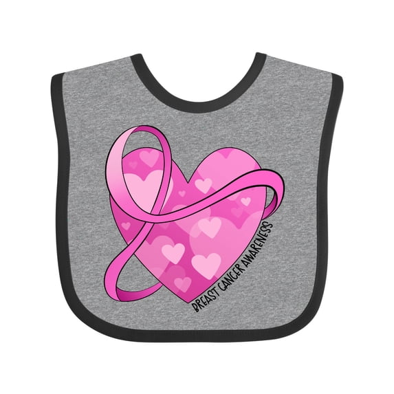 Inktastic Breast Cancer Awareness- Pink Ribbon Around Heart Boys or Girls Baby Bib