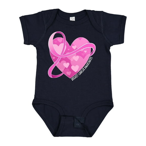 Inktastic Breast Cancer Awareness Pink Ribbon Around Heart Boys or Girls Baby Bodysuit