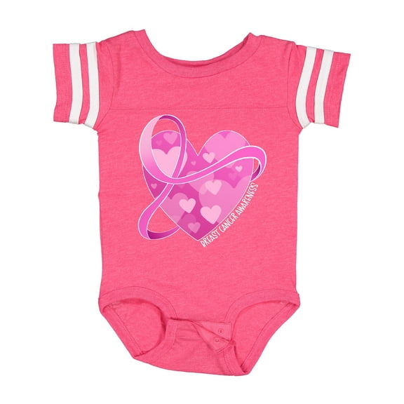 Inktastic Breast Cancer Awareness Pink Ribbon Around Heart Boys or Girls Baby Bodysuit