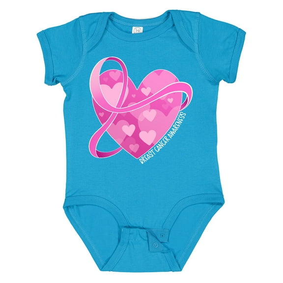 Inktastic Breast Cancer Awareness Pink Ribbon Around Heart Boys or Girls Baby Bodysuit