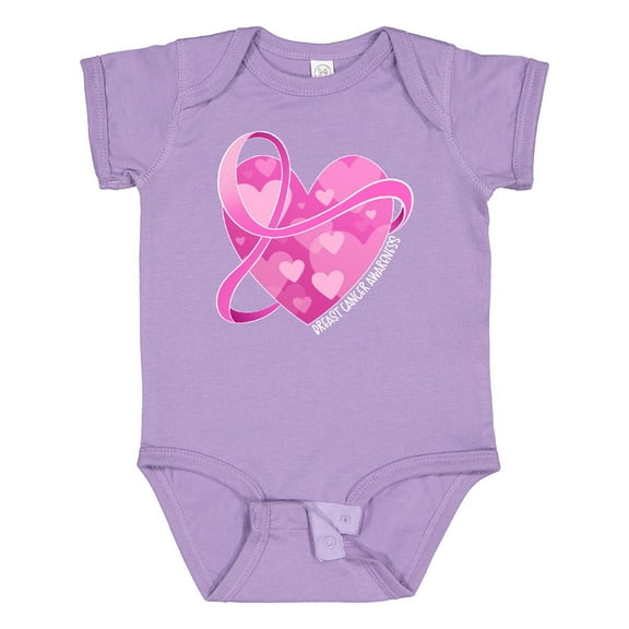 Inktastic Breast Cancer Awareness Pink Ribbon Around Heart Boys or Girls Baby Bodysuit