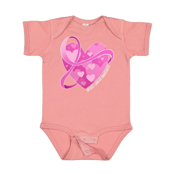 Inktastic Breast Cancer Awareness Pink Ribbon Around Heart Boys or Girls Baby Bodysuit
