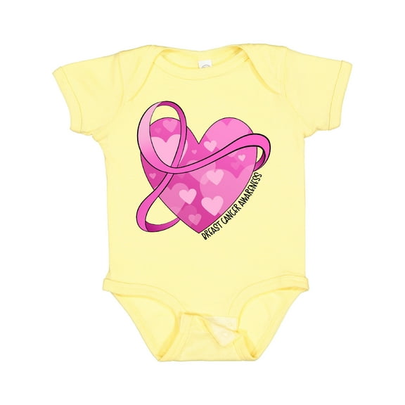 Inktastic Breast Cancer Awareness- Pink Ribbon Around Heart Boys or Girls Baby Bodysuit