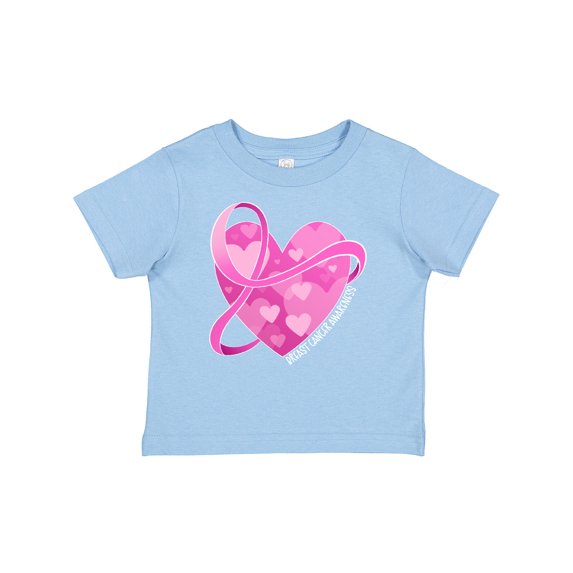 Inktastic Breast Cancer Awareness Pink Ribbon Around Heart Boys or Girls Baby T-Shirt