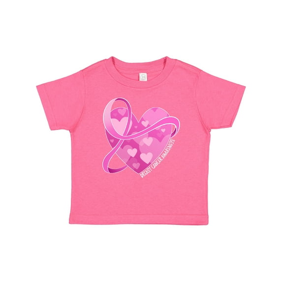 Inktastic Breast Cancer Awareness Pink Ribbon Around Heart Boys or Girls Baby T-Shirt